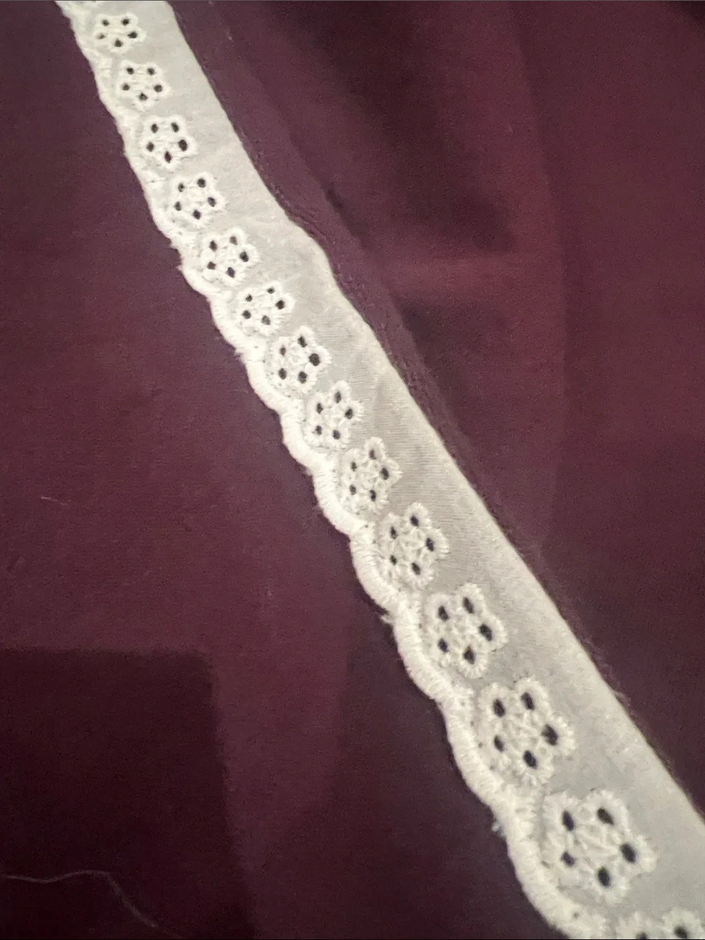 Bohme women’s Maroon Sweatpants Set with White Lace Trim